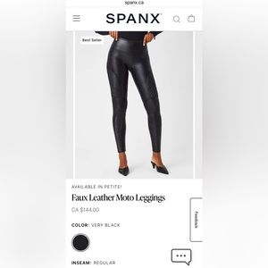 Spanx Faux Leather Moro Leggings. Size M, Regular. Perfect for Fall!